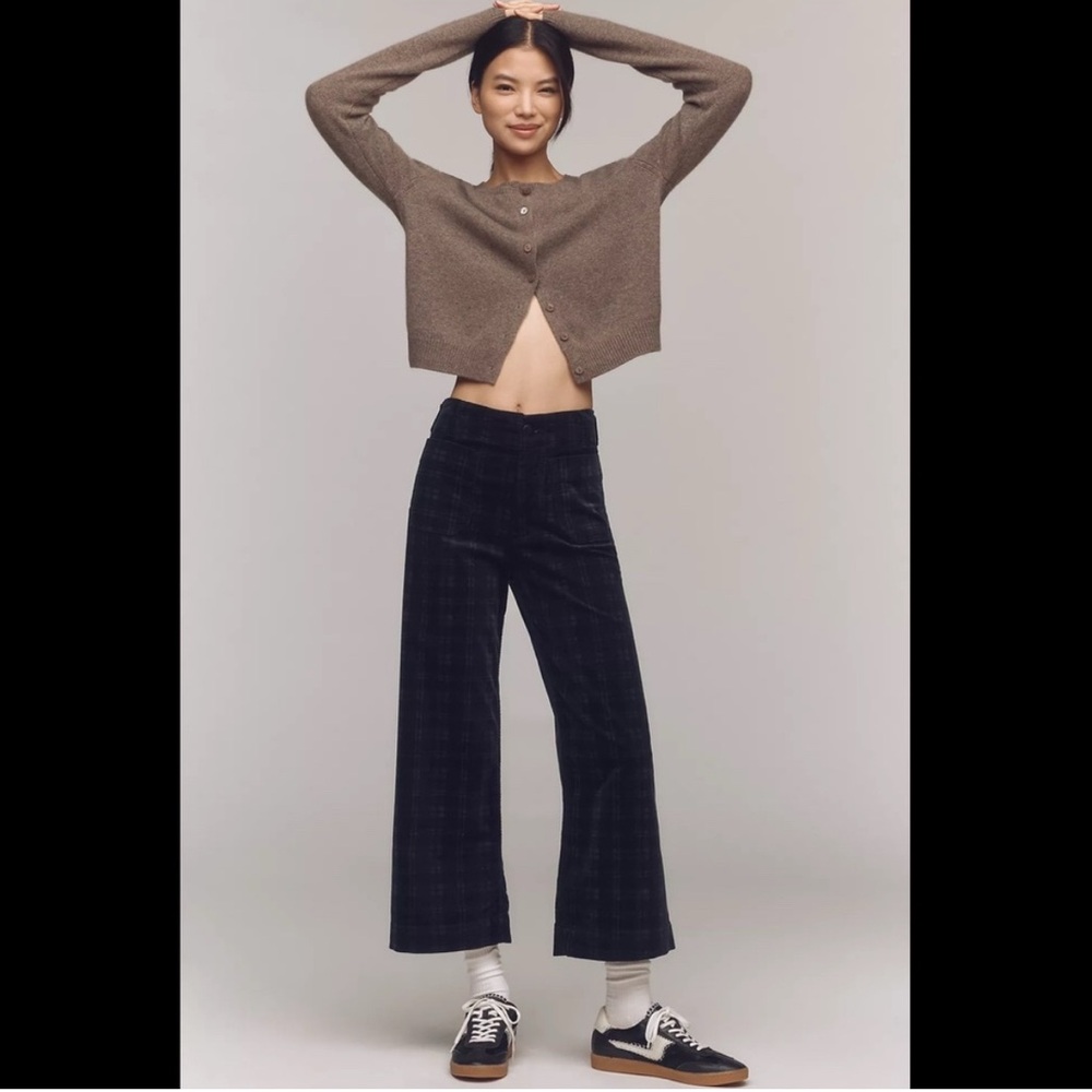 Maeve Corduroy Plaid Cropped Pants